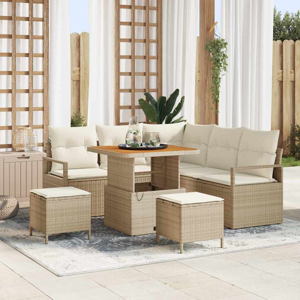 Sodo Sofų Rinkinys su pagalve 8 pcs Bežinė ir kreminė