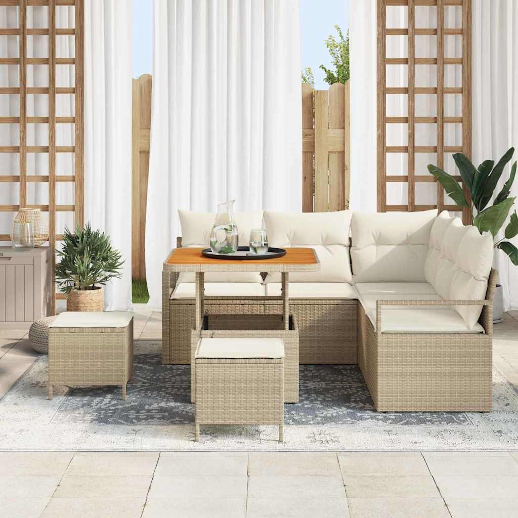Sodo Sofų Rinkinys su pagalve 8 pcs Bežinė ir kreminė