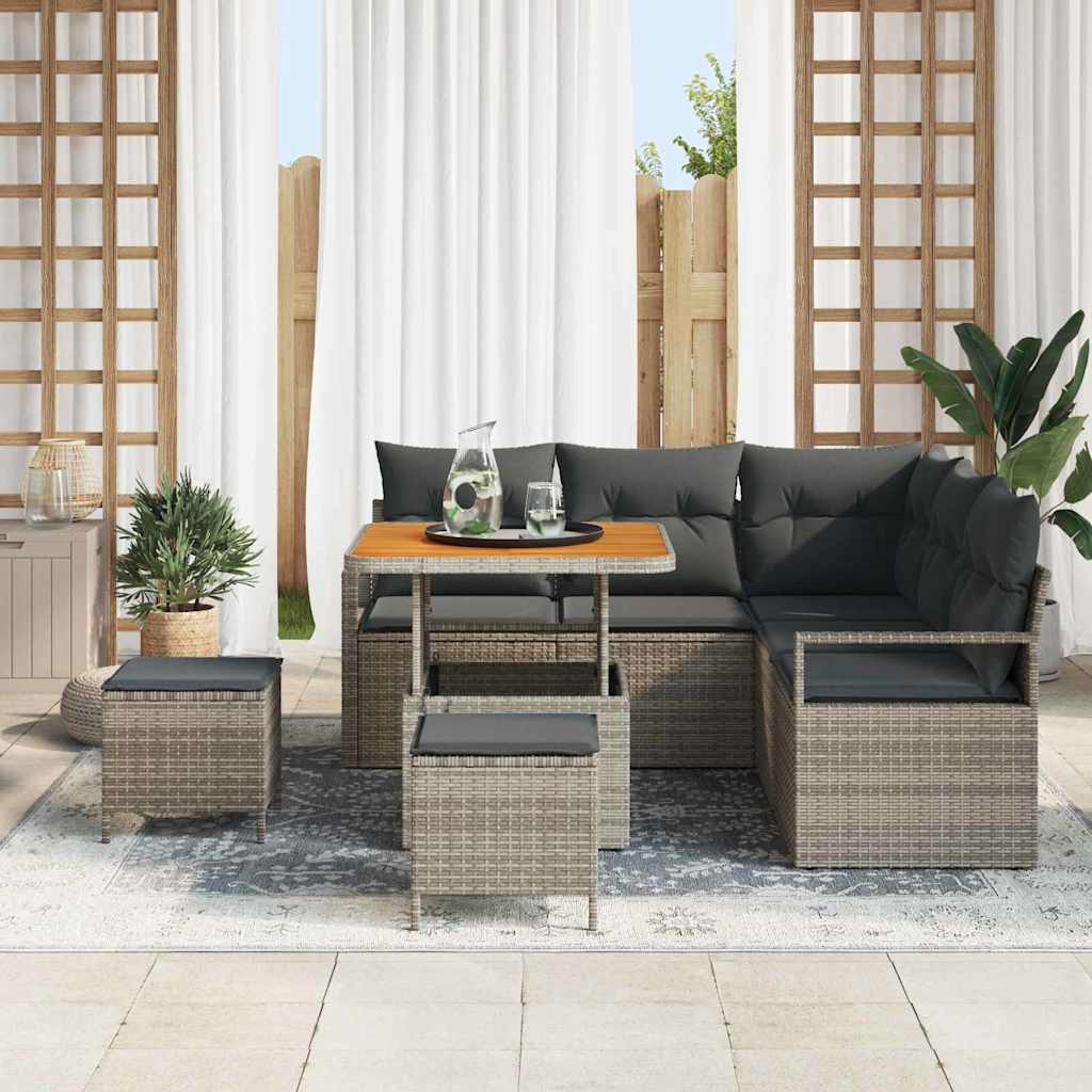 Sodo Sofų Rinkinys su pagalve su saugykla 8 pcs Pilka