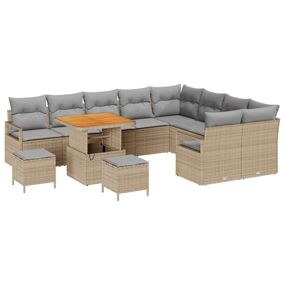 12 dalių sodo sofa rinkinys su pagalvėlėmis smėlio poli ratanas akacija