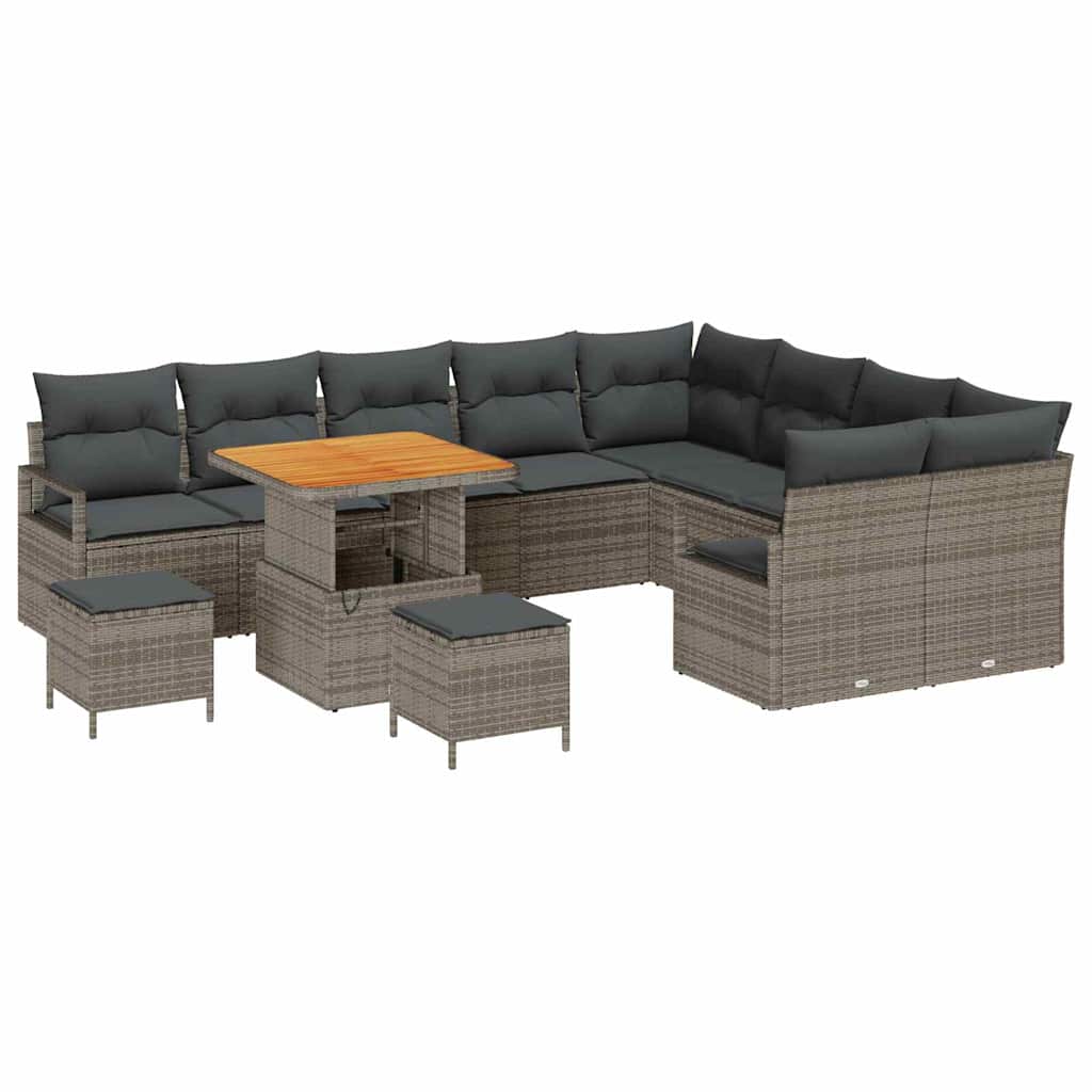 Sodo Sofų Rinkinys su pagalve su saugykla 12 pcs Pilka