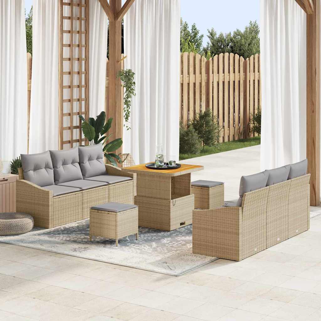 Sodo Sofų Rinkinys su pagalve 9 pcs Bežinė ir šviesiai pilka