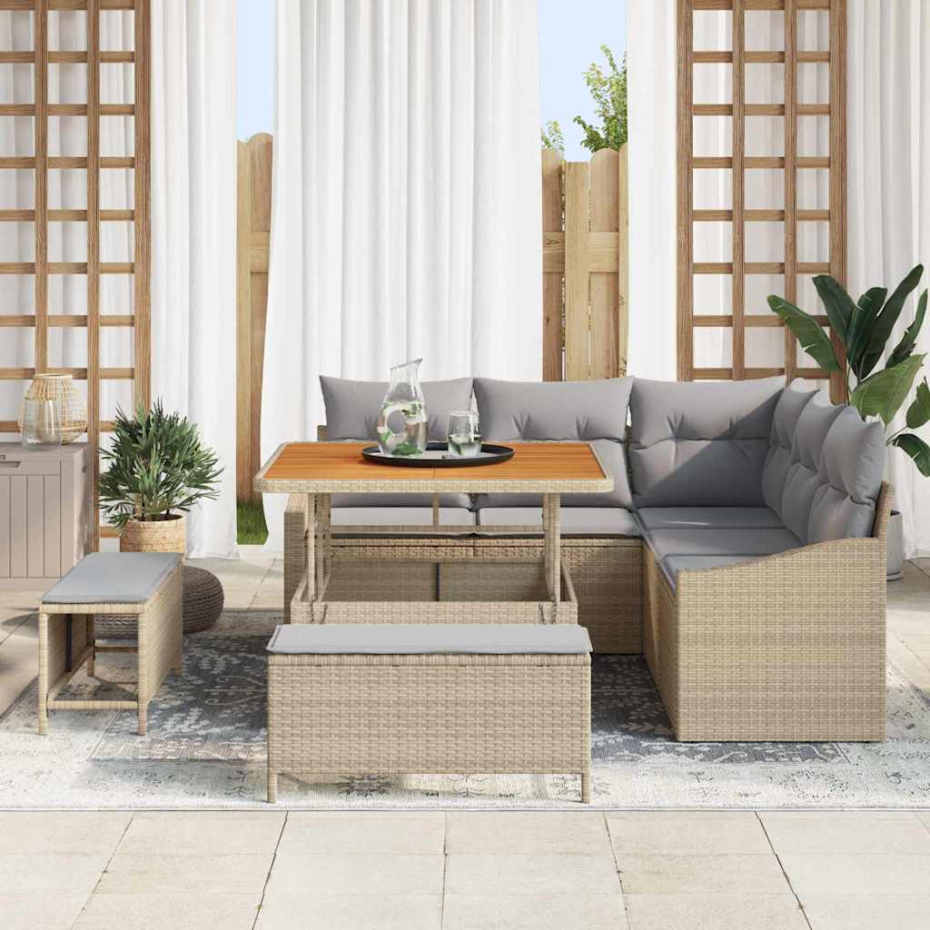Garden Sofa Set with Cushions 8 pcs Beige and Light Grey