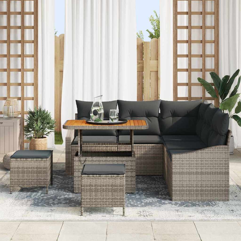 Garden Sofa Set with Cushion Storage 8 pcs Grey