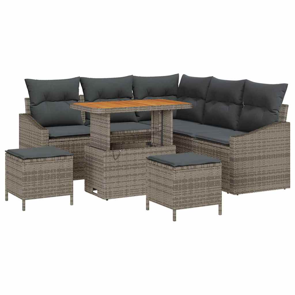 Garden Sofa Set with Cushion Storage 8 pcs Grey