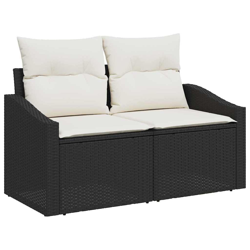 9 dalių sodo sofa rinkinys su pagalvėlėmis Juoda Poli ratanas Akacija