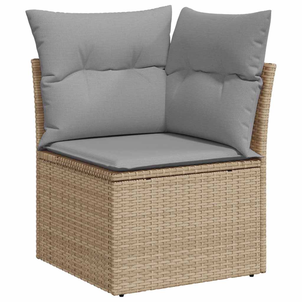 Dārza dīvānu komplekts ar spilveniem, 9 gab., smilškrāsas, polipīne rotangpalma