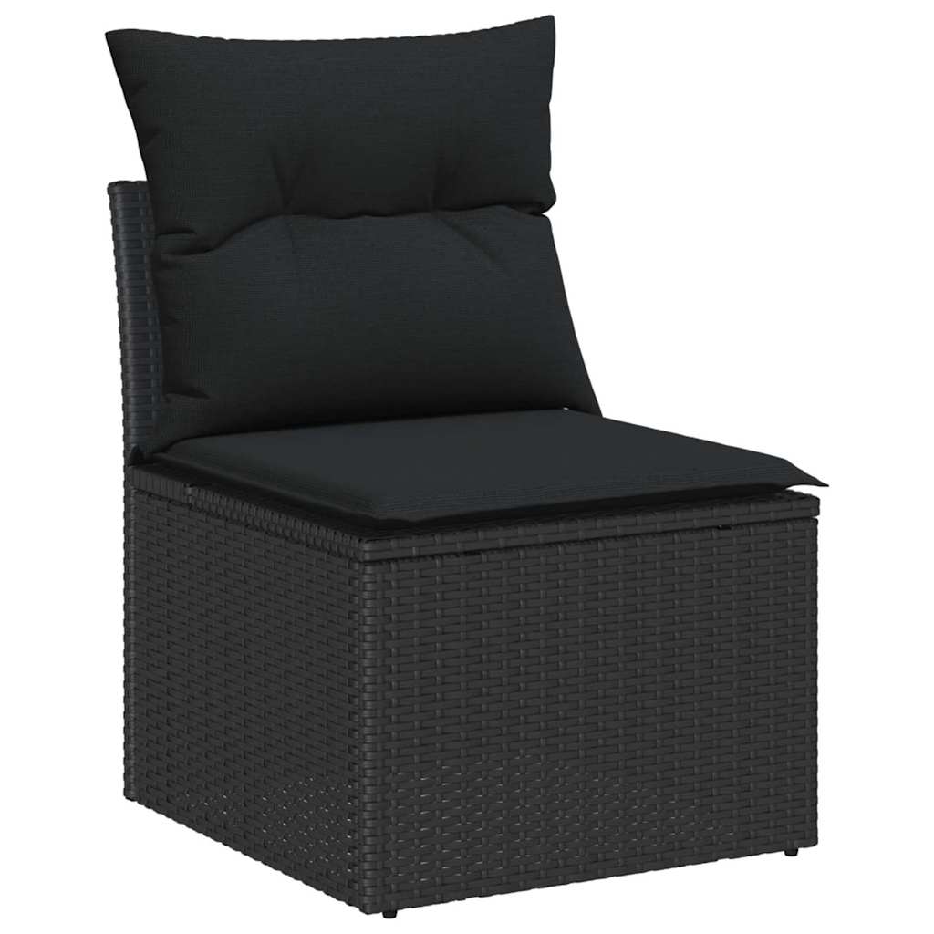 12 dalių sodo sofa rinkinys su pagalvėlėmis Juodas Poli ratanas Akacija