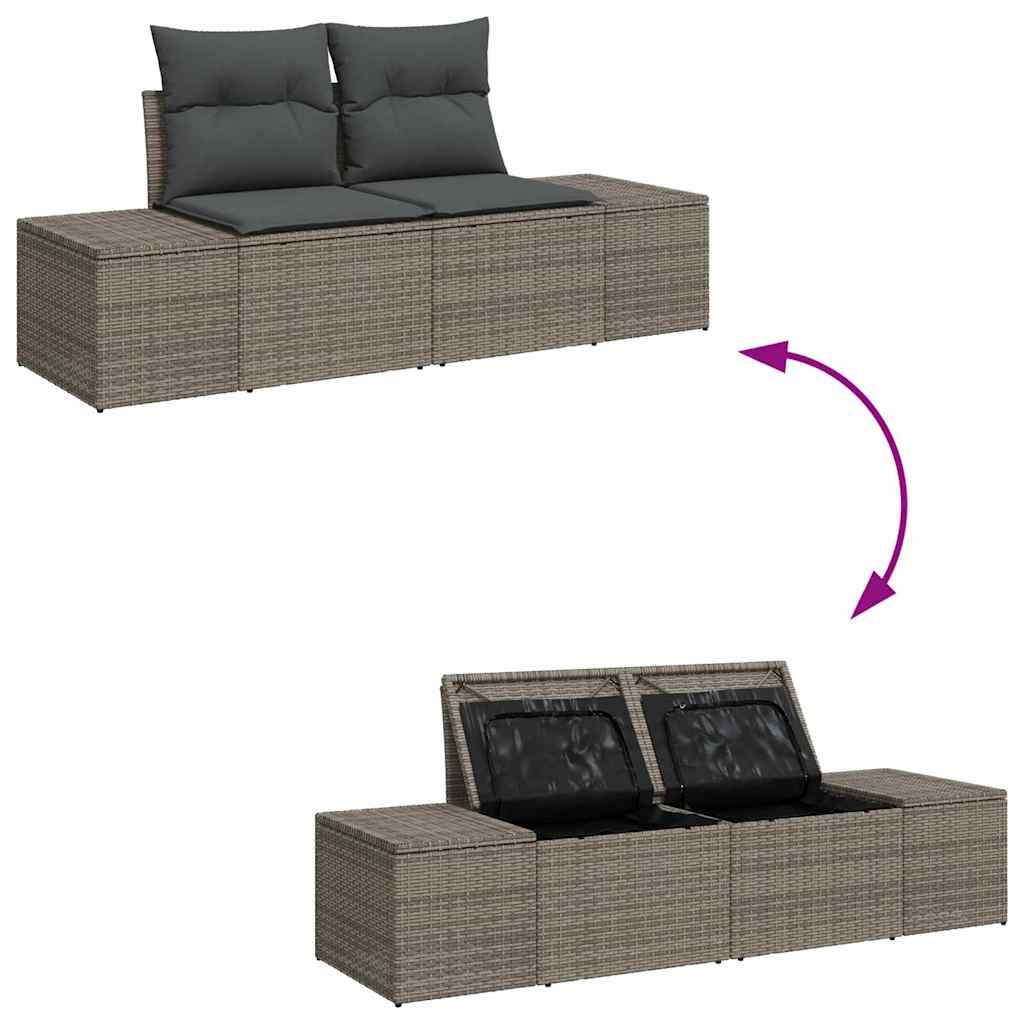 Sodo Sofų Rinkinys su pagalve 8 pcs Pilka Poli ratanas