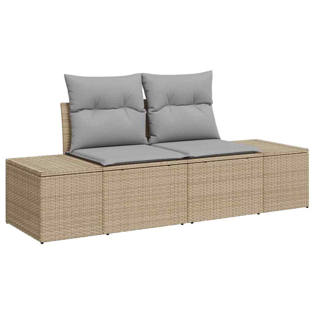 Sodo Sofų Rinkinys su pagalve 9 pcs Smėlio Poli ratanas