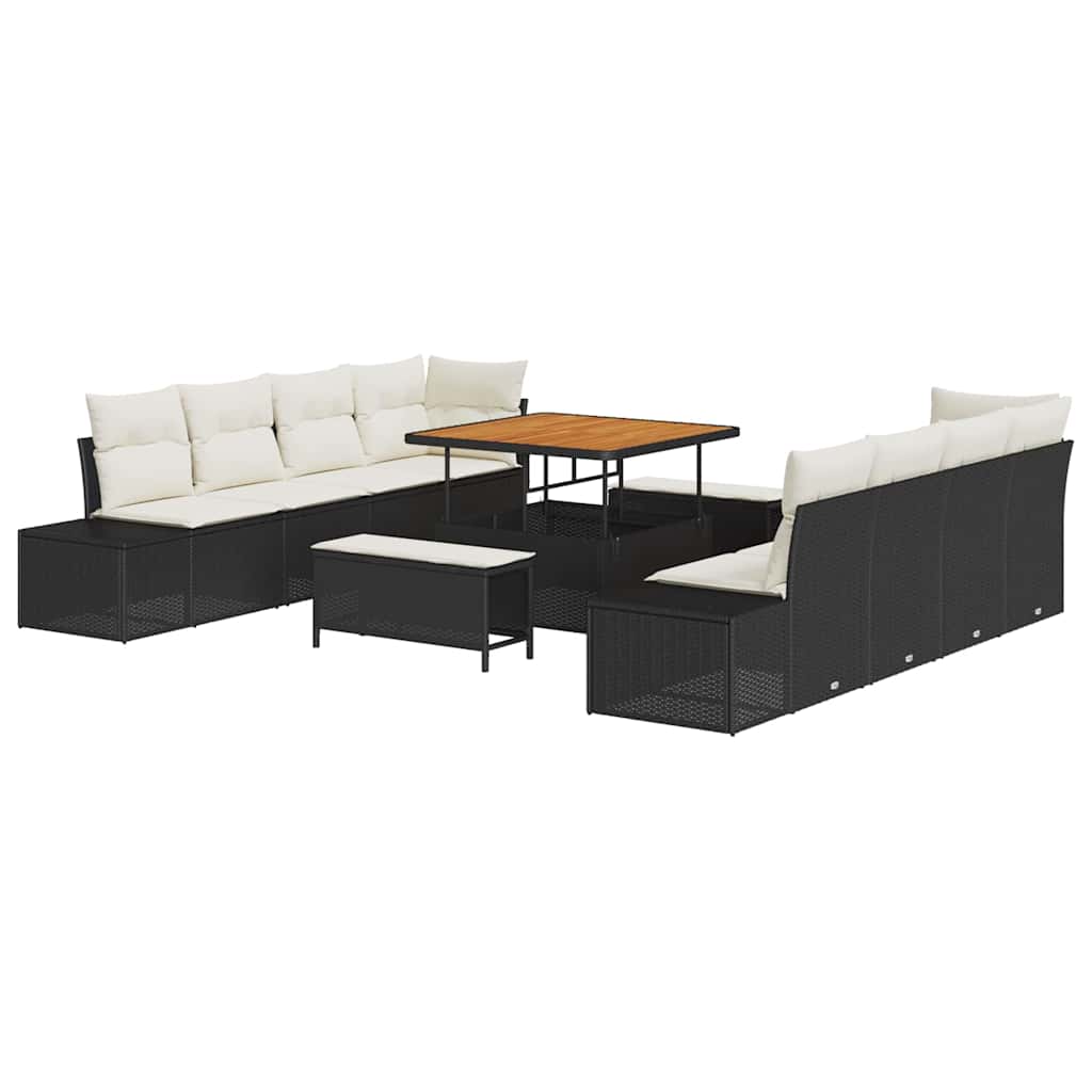 Sodo Sofų Rinkinys 11 pcs Juoda, Kreminė 100 x 100 x 71 cm