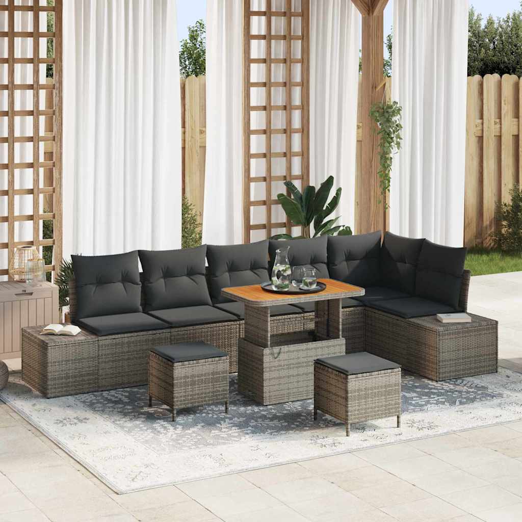 Garden Sofa Set 9 pcs Light Grey and Dark Grey