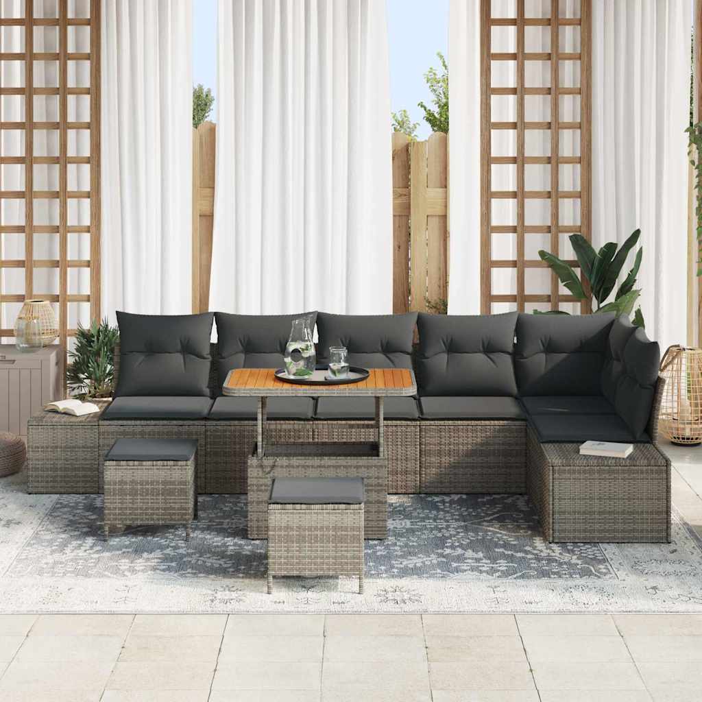 Garden Sofa Set 9 pcs Light Grey and Dark Grey