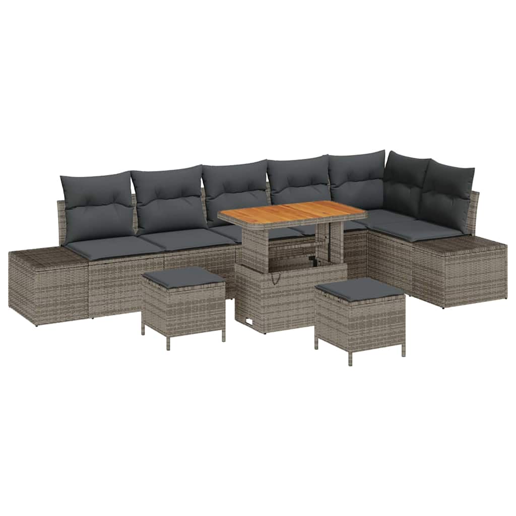 Garden Sofa Set 9 pcs Light Grey and Dark Grey