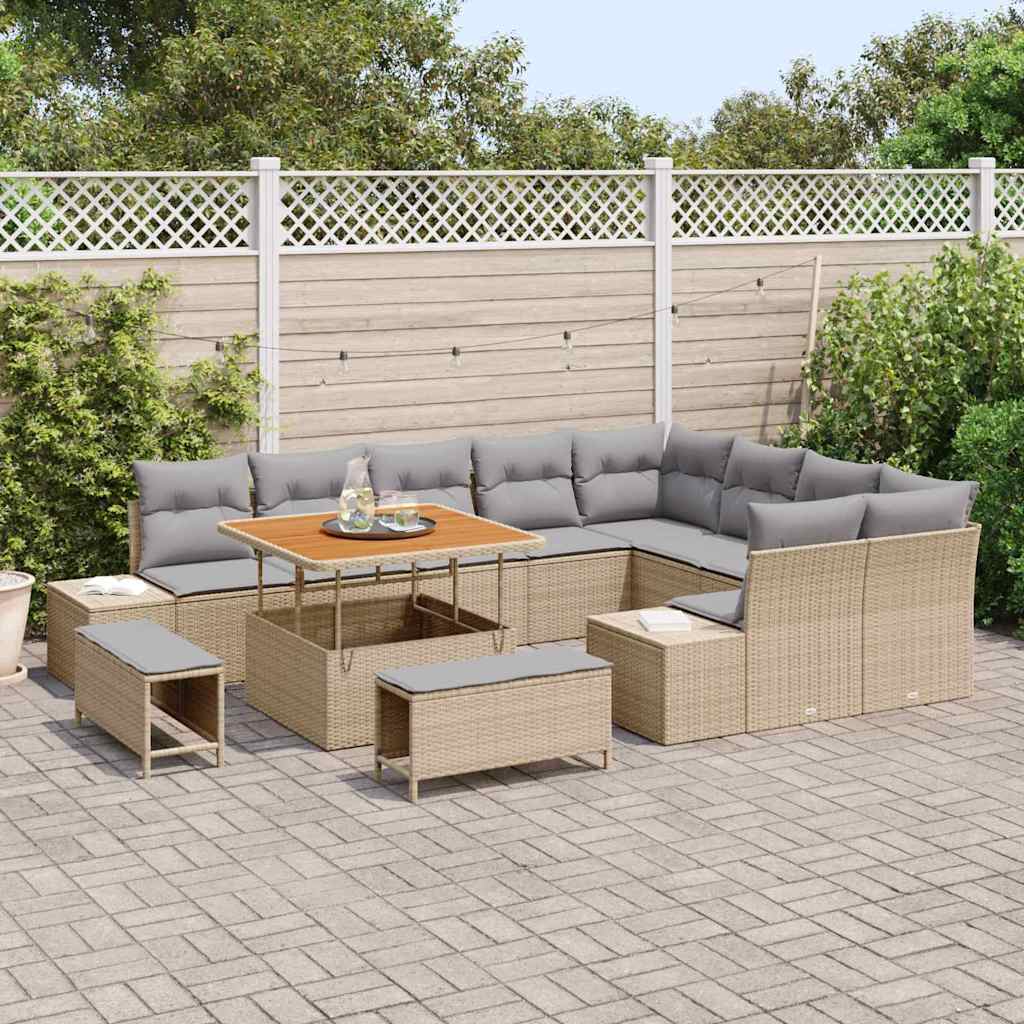 Sodo Sofų Rinkinys su pagalve 12 pcs Bežinė ir šviesiai pilka
