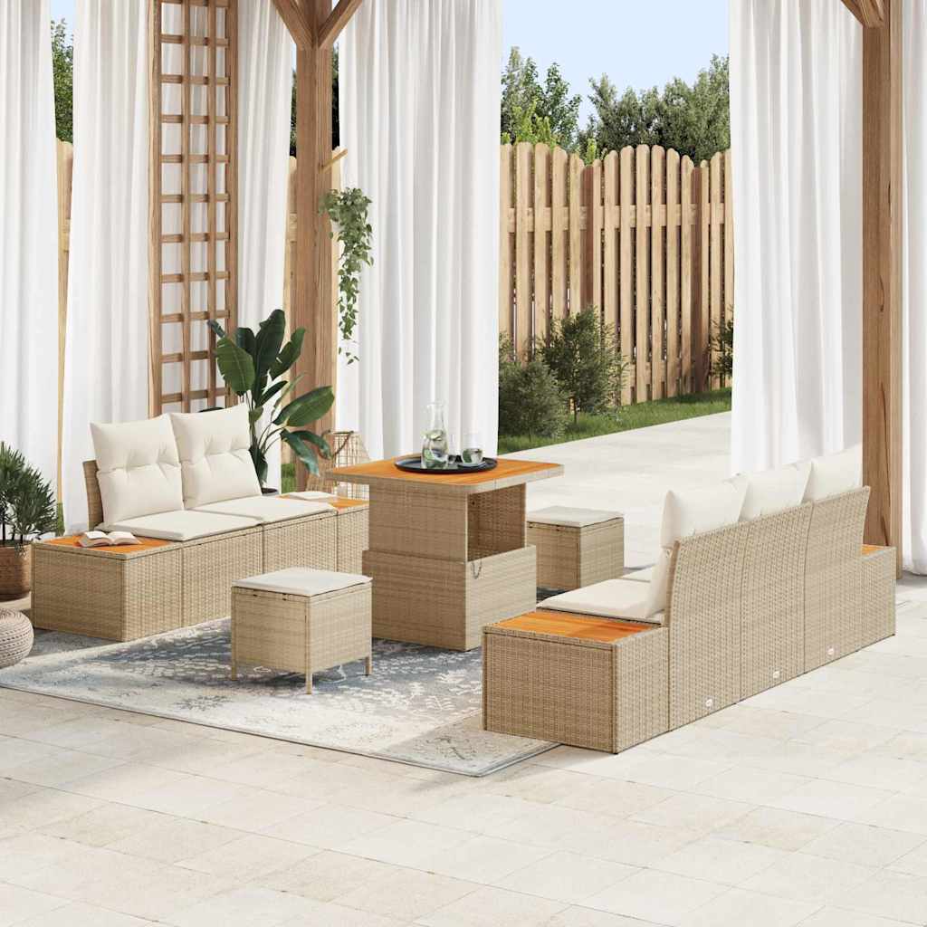 Sodo Sofų Rinkinys su pagalve 8 pcs Bežinė ir kreminė