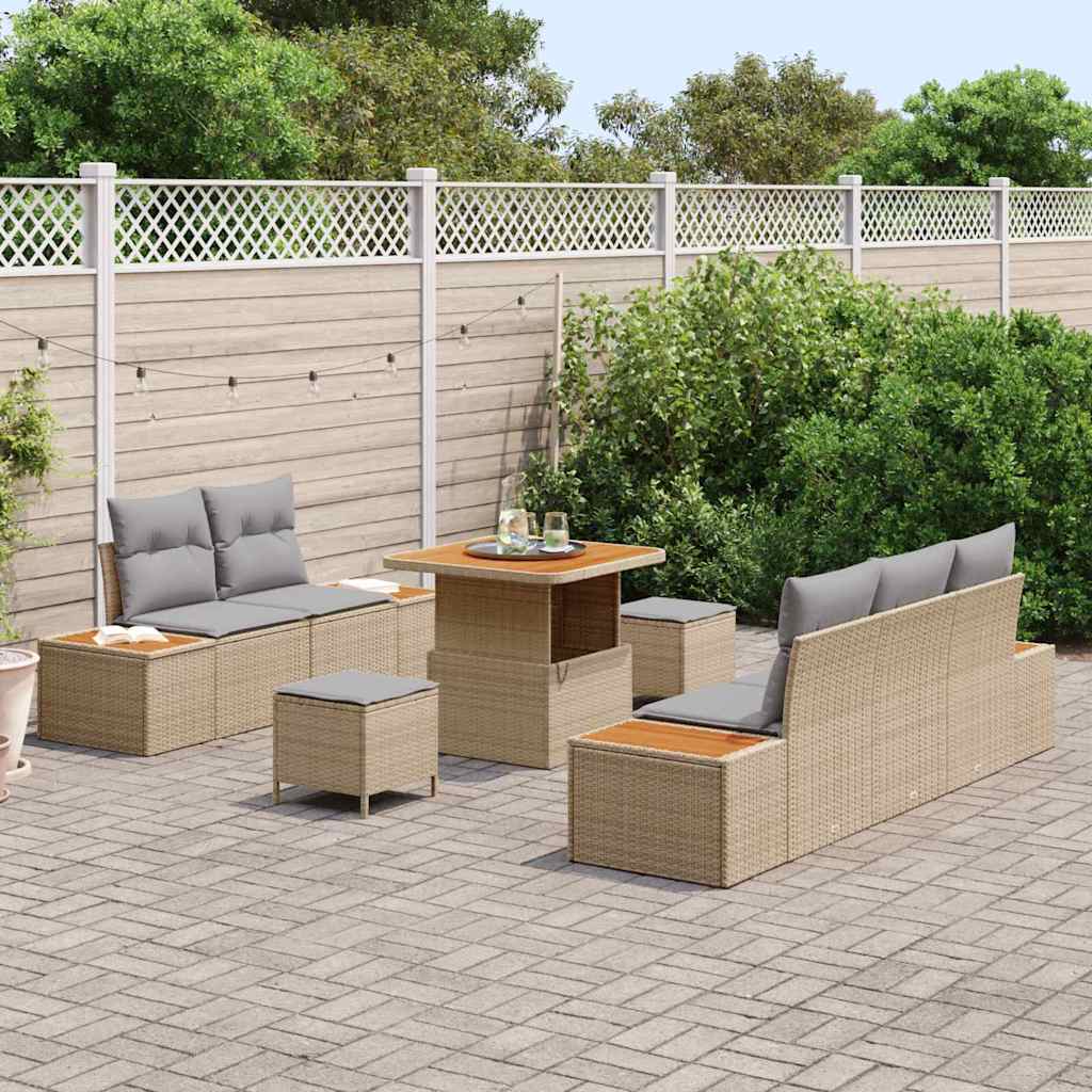 Sodo Sofų Rinkinys su pagalve 8 pcs Bežinė ir šviesiai pilka