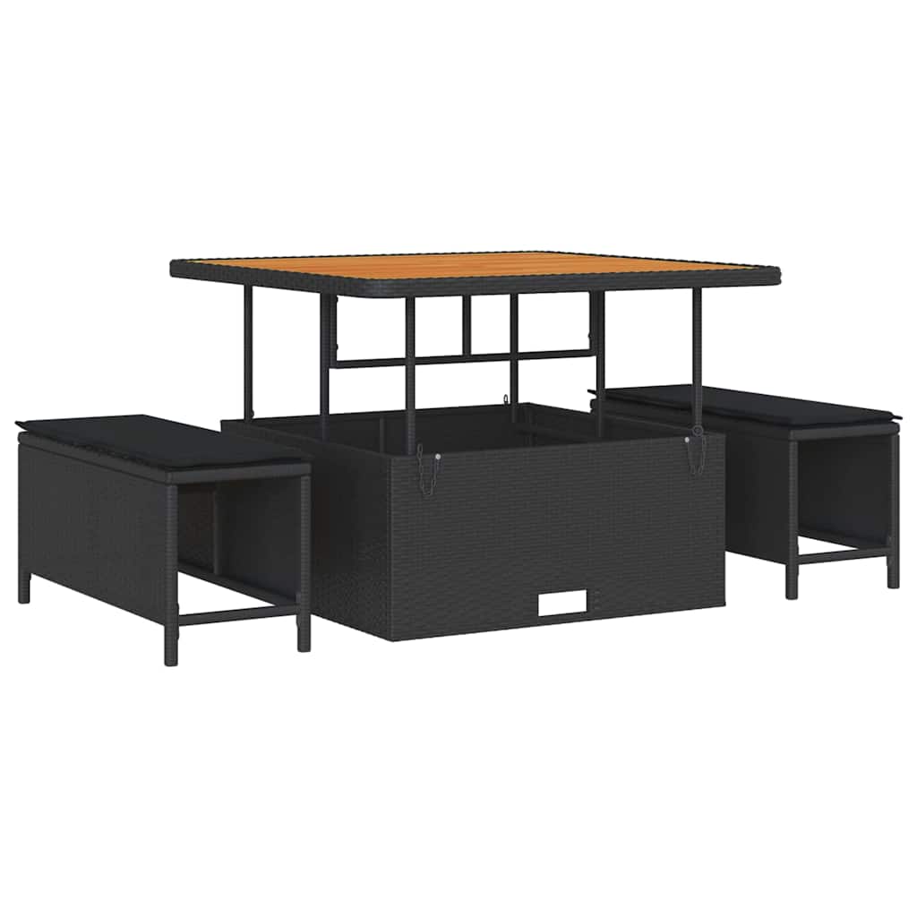11 dalių sodo sofa rinkinys su pagalvėmis juodas poli ratanas akacijos