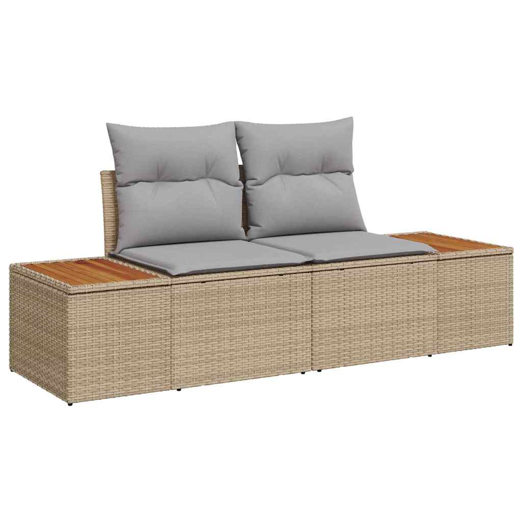 11 dalių Sodo Sofa Rinkinys su Pagalvėmis Smėlio Poli Ratanas Akacija