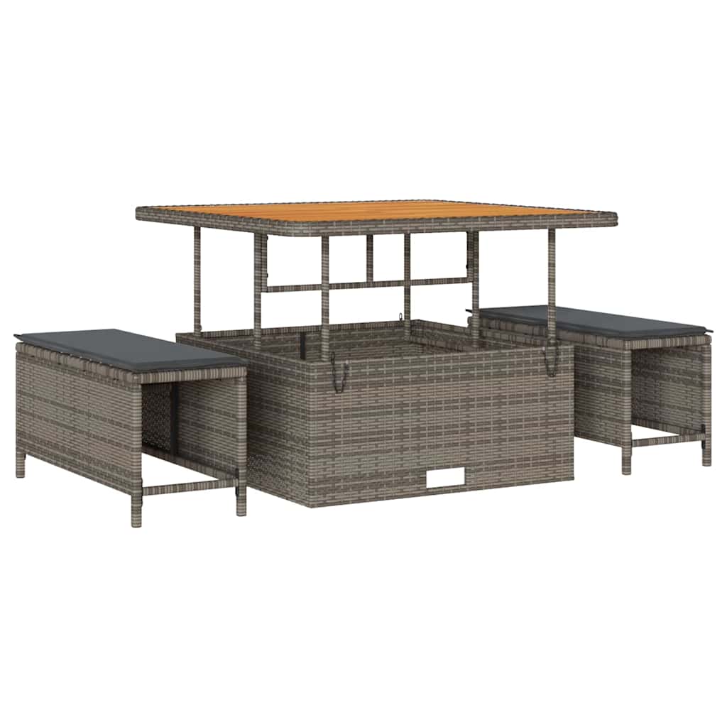 Dārza dīvānu komplekts ar spilveniem 9 gab. Pelēks poliratans