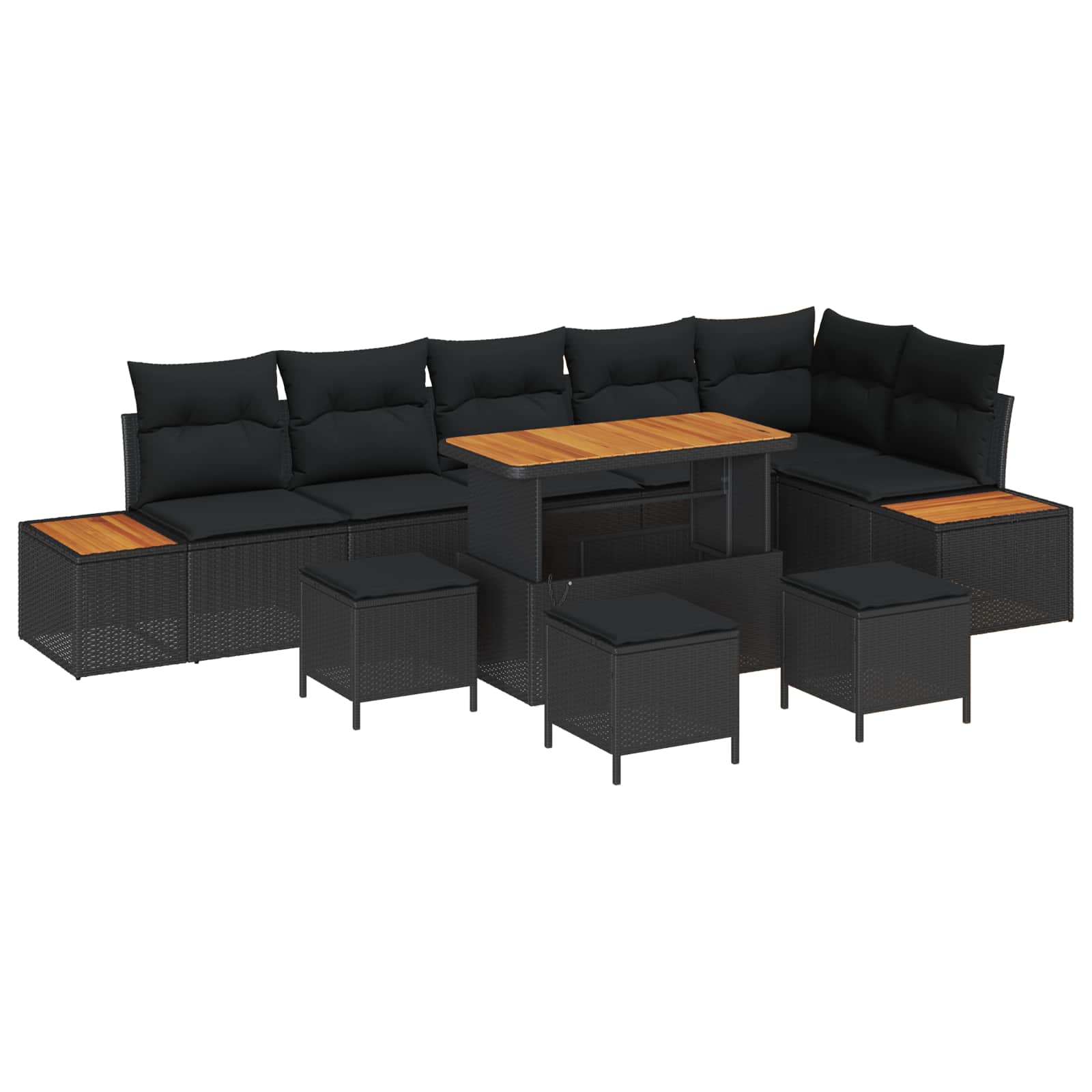 Outdoor Sofa Set with Cushions 10 pcs Black Poly Rattan