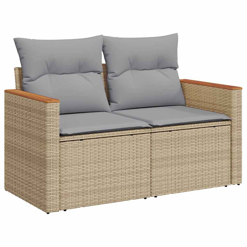 10 dalių sodo sofa rinkinys su pagalvėmis, smėlio, poli ratanas, akacijos