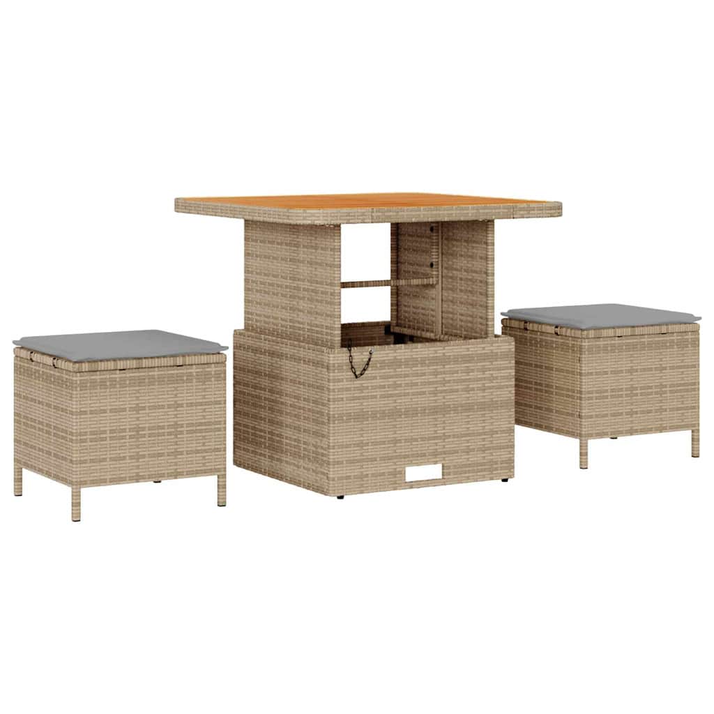 10 dalių sodo sofa rinkinys su pagalvėmis, smėlio, poli ratanas, akacijos