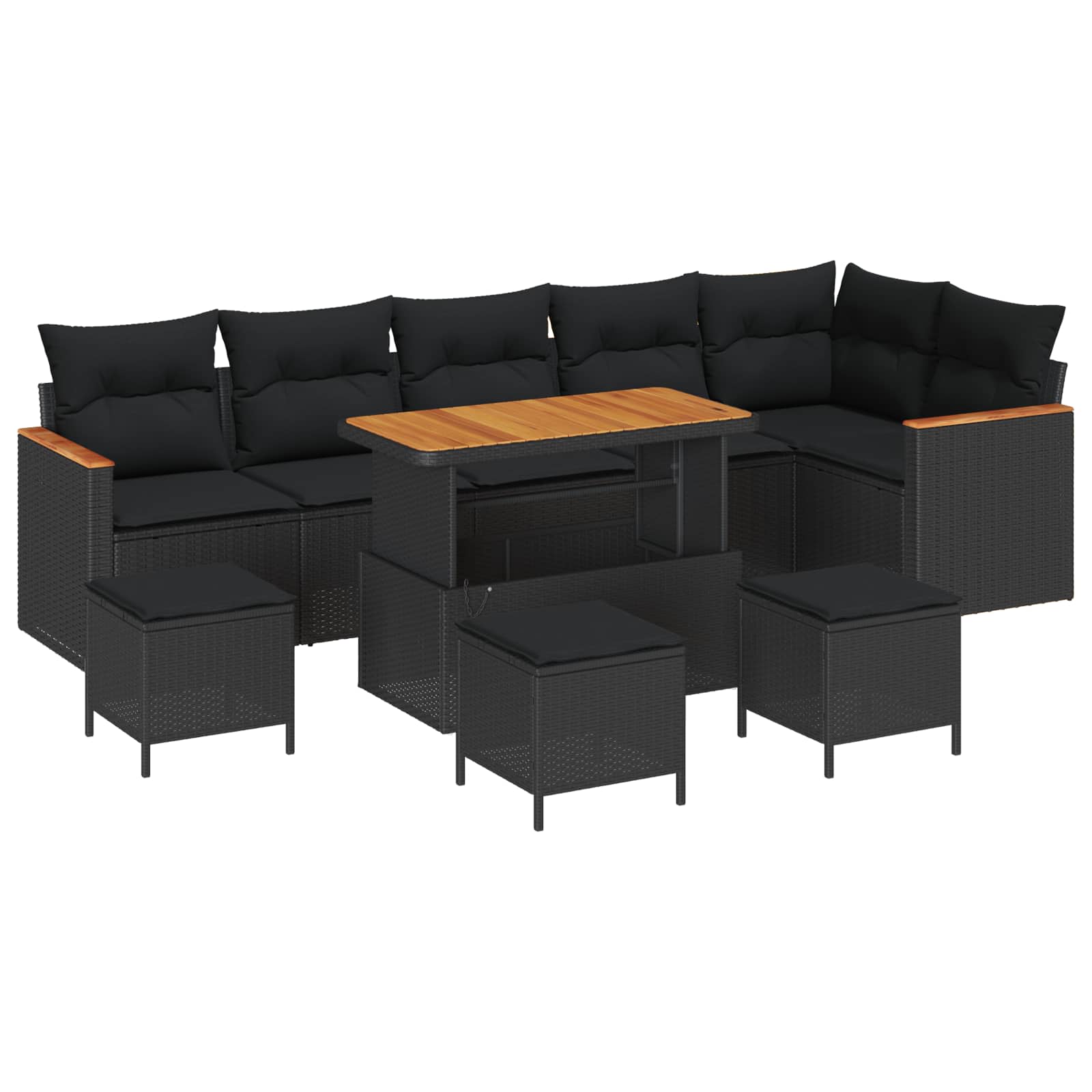 Outdoor Sofa Set with Cushions 10 pcs Black Poly Rattan