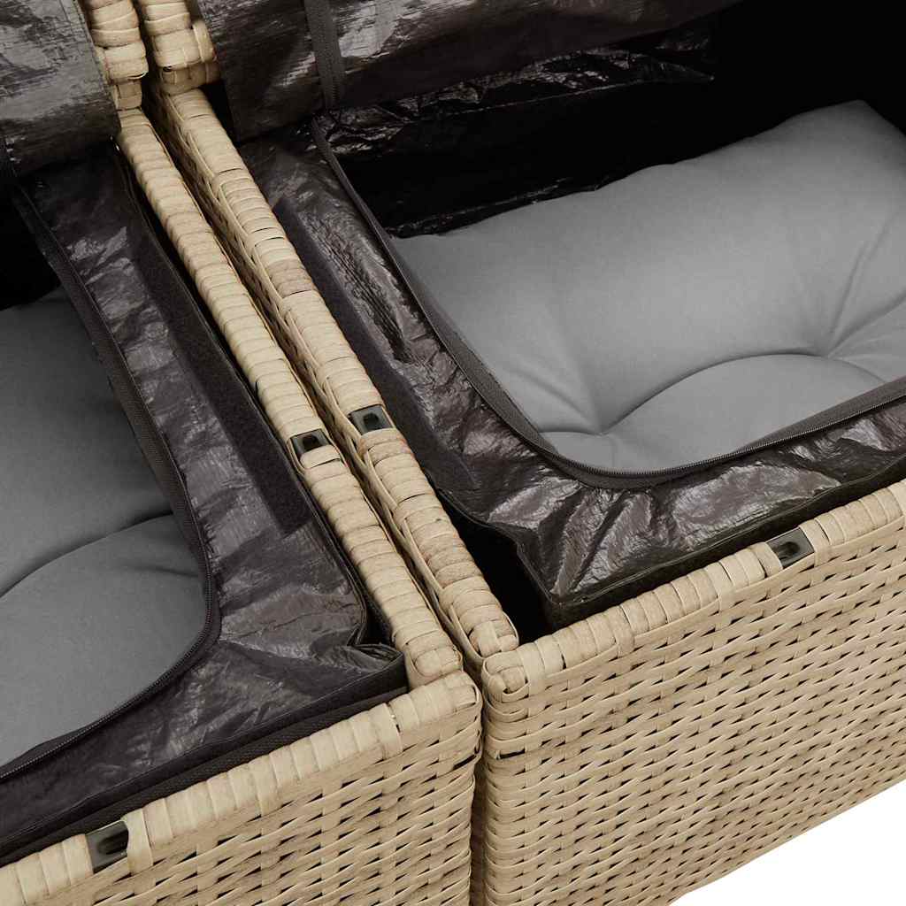 10 dalių sodo sofa komplektas su pagalvėmis Smėlio poliratanas akacija