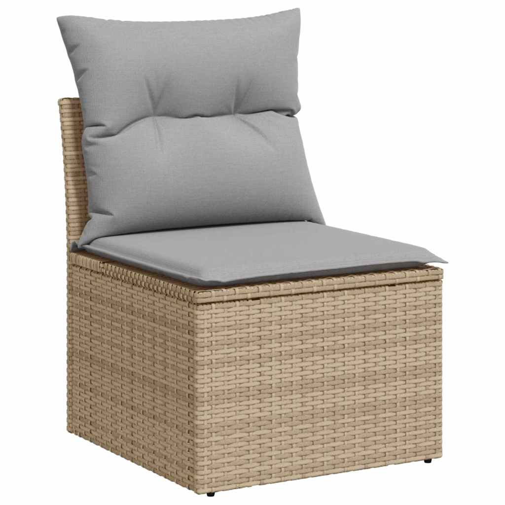 10 dalių sodo sofa komplektas su pagalvėmis Smėlio poliratanas akacija