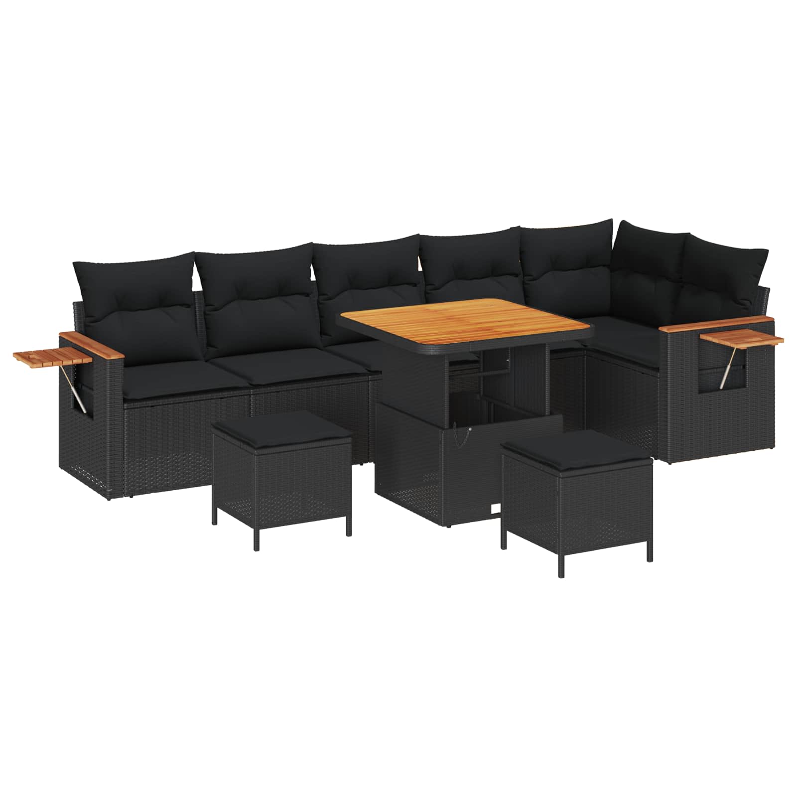 Garden Sofa Set with Cushions 11 pcs Black poly rattan