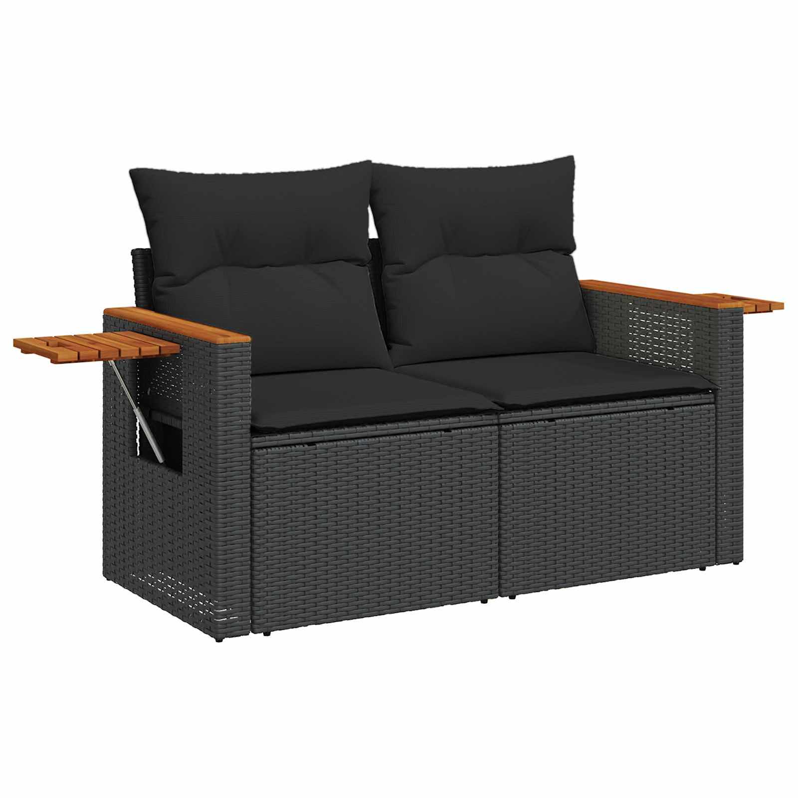 Garden Sofa Set with Cushions 11 pcs Black poly rattan