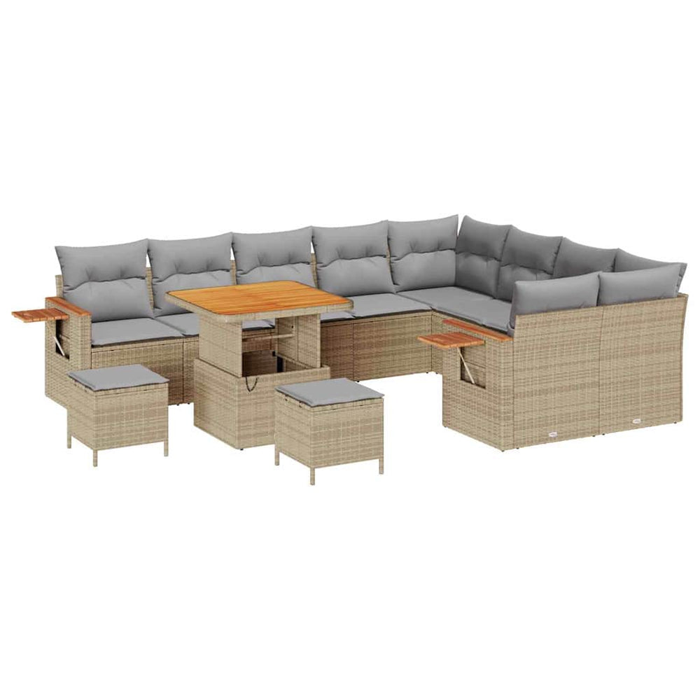 12 dalių sodo sofa komplektas su pagalvėmis šviesiai ruda poli rataninė akacija