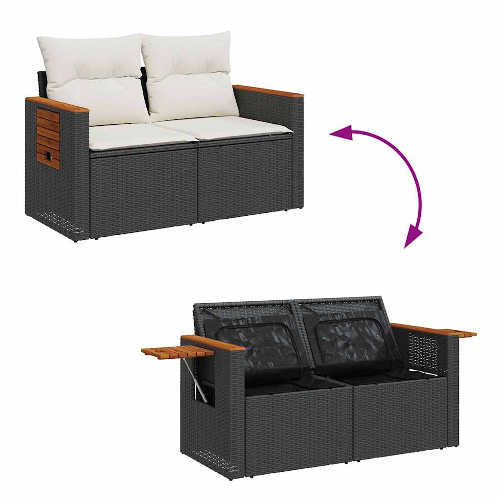 13 dalių sodo sofa komplektas su pagalvėlėmis juodas poli ratanas akacija
