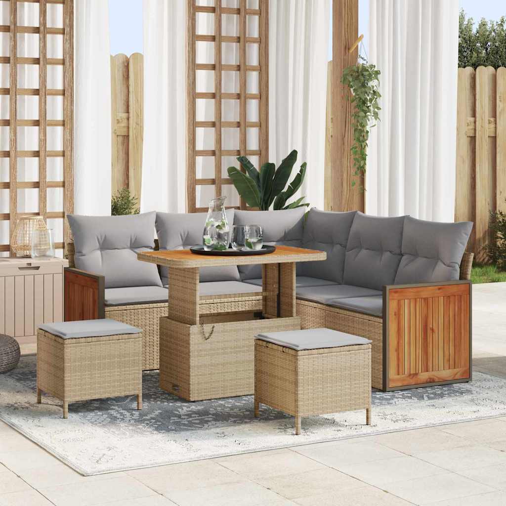 8-Piece Garden Sofa Set Poly Rattan Sand