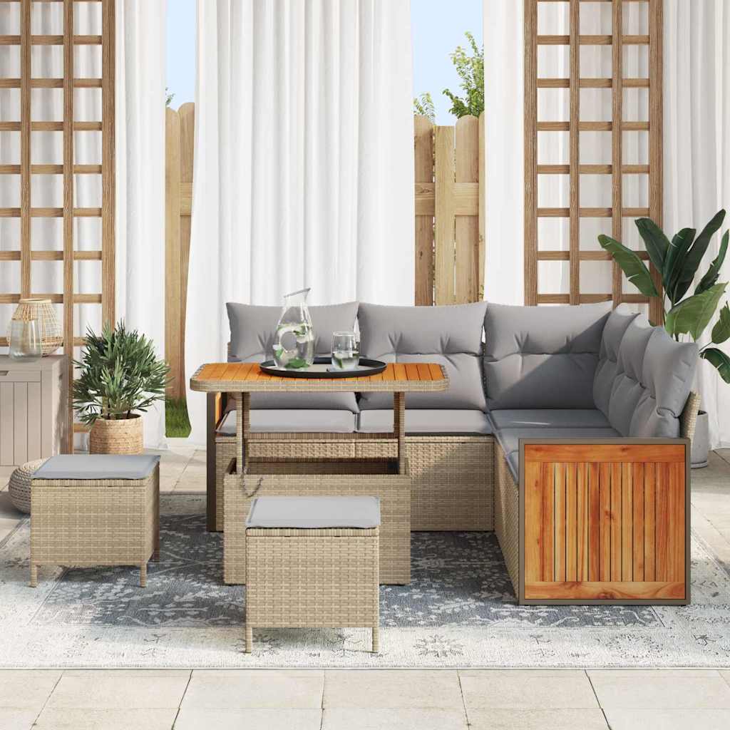 8-Piece Garden Sofa Set Poly Rattan Sand