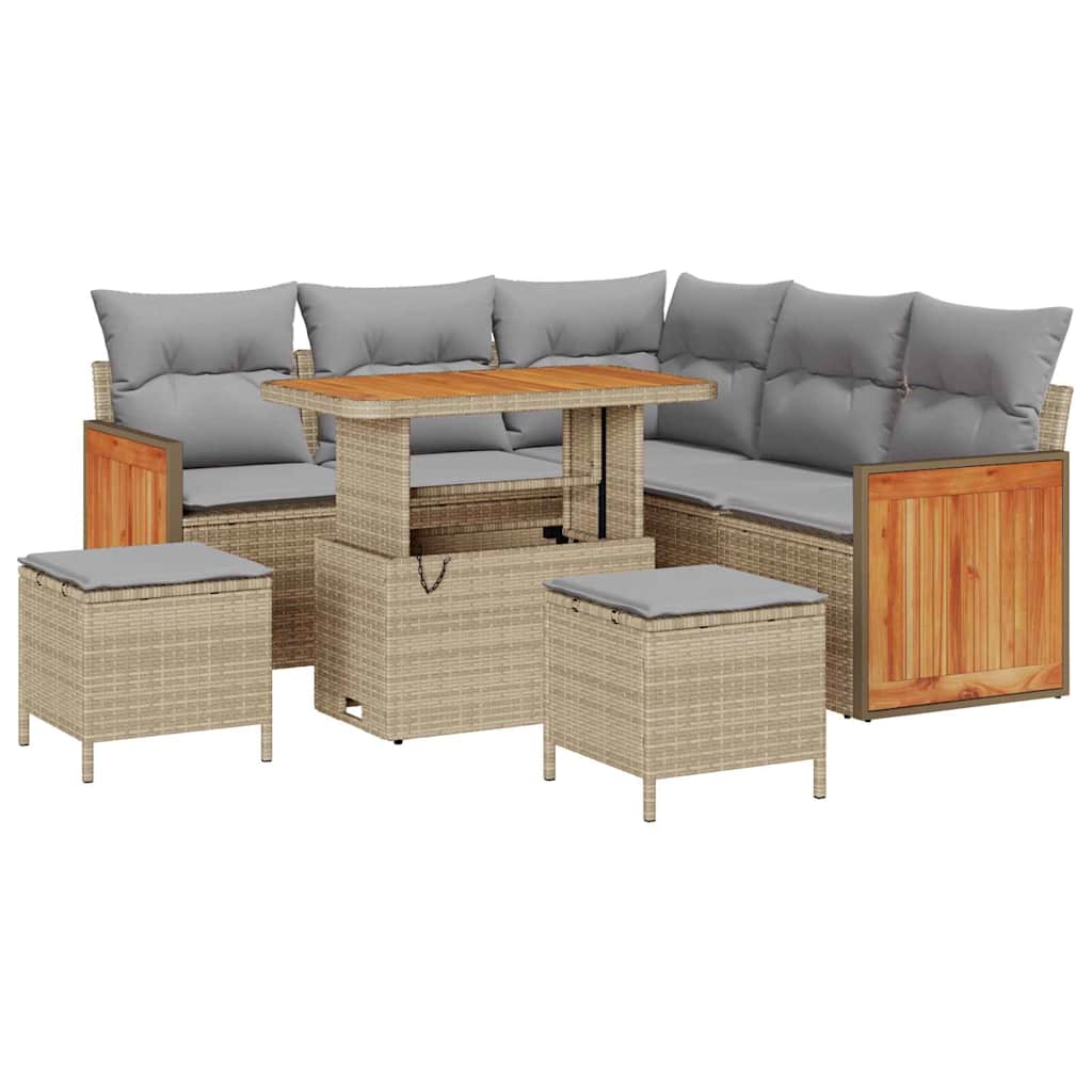 8-Piece Garden Sofa Set Poly Rattan Sand
