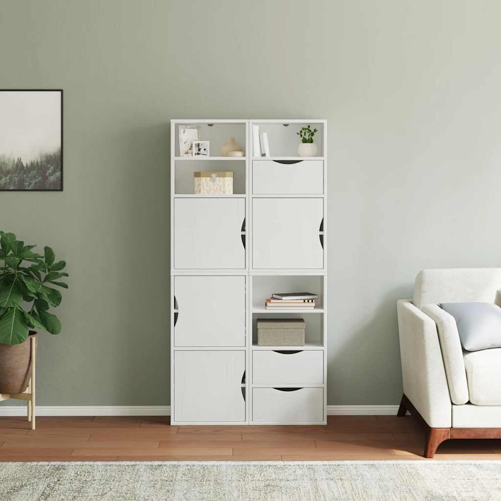 Šoninė spintelė 4 vnt ODDA, baltas, 40x24x79 cm, pušies masyvas
