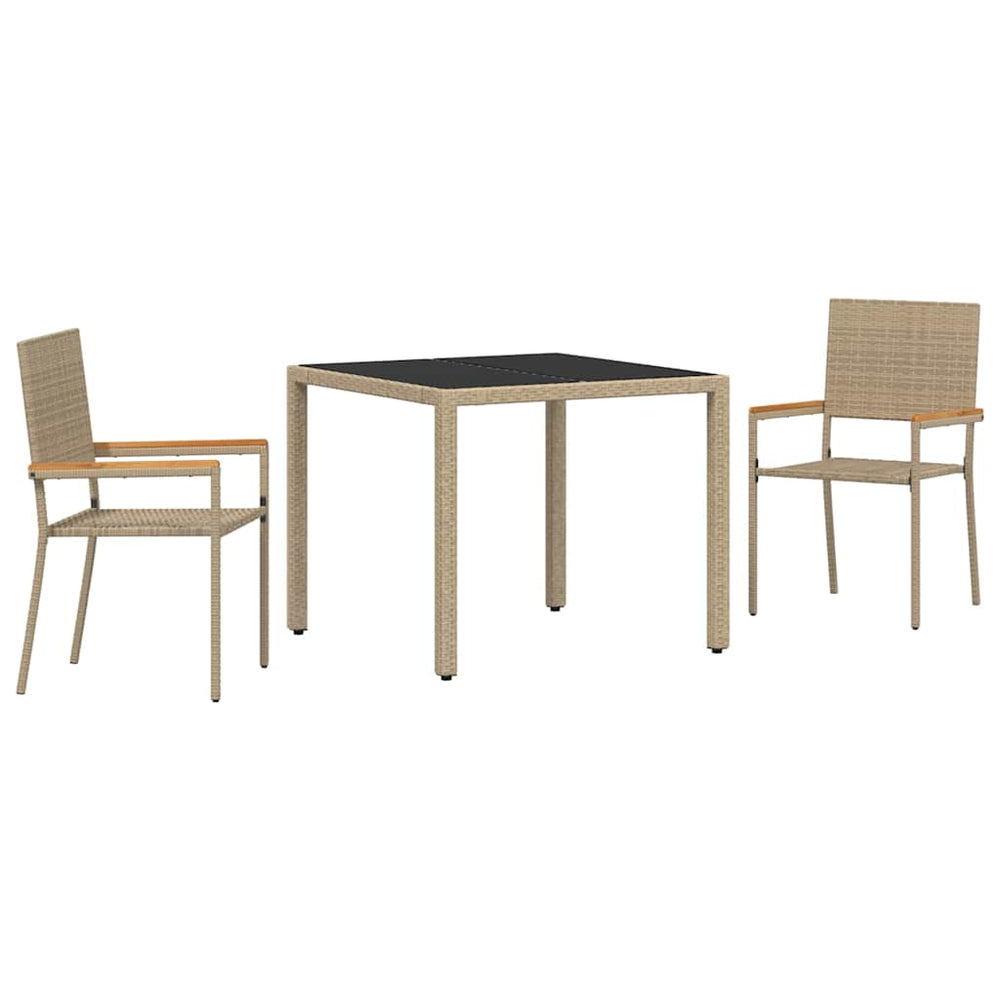 3-piece garden dining set sand-colored poly rattan
