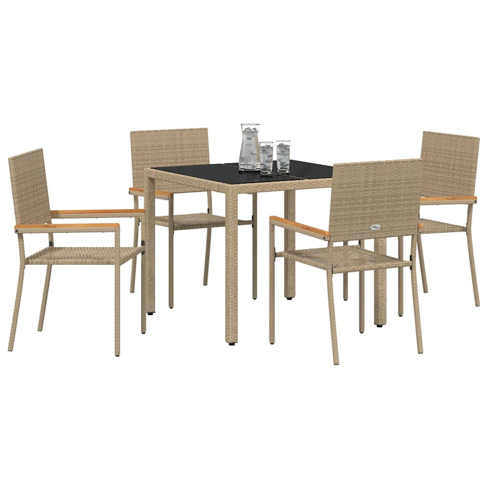 5-Piece Outdoor Dining Set Sand Poly Rattan