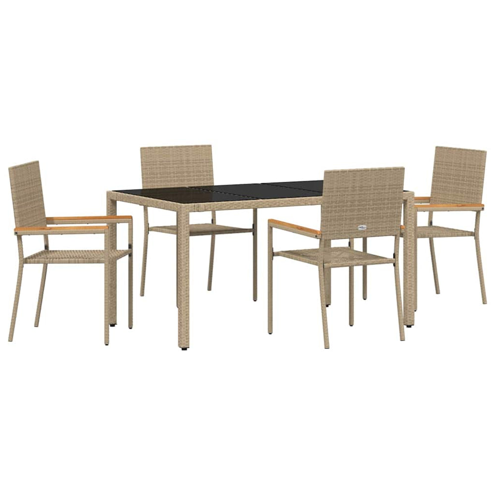 5-piece garden dining set, sand poly rattan