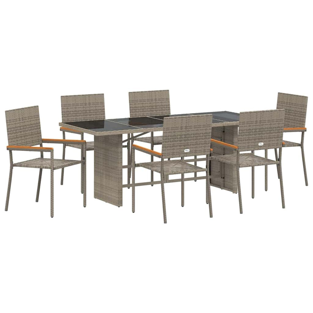 7-piece garden dining set grey poly rattan
