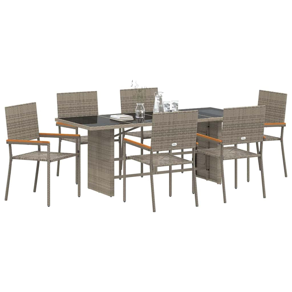 7-piece garden dining set grey poly rattan