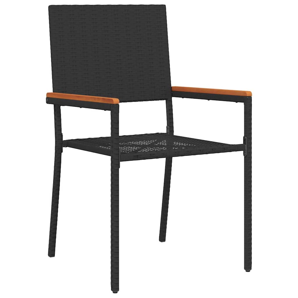 7 Piece Garden Dining Set Black Poly Rattan