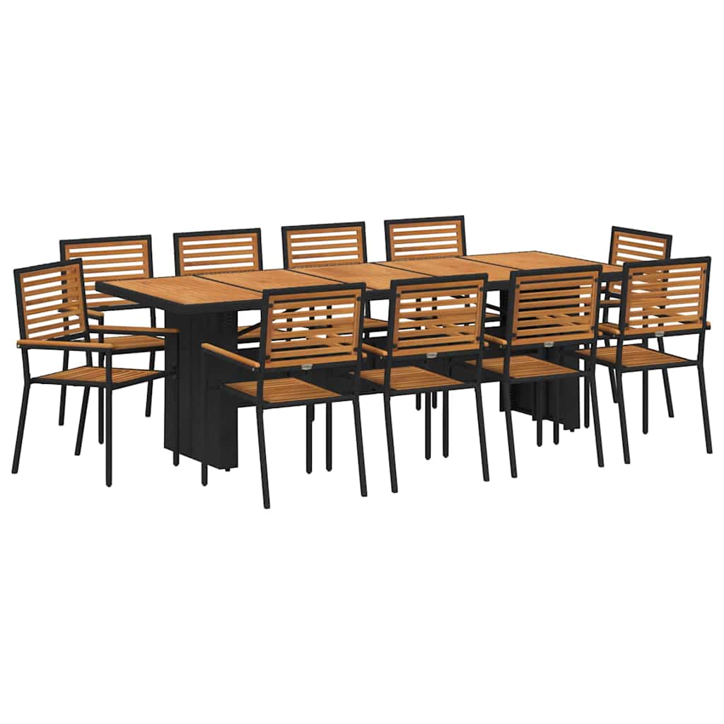 Sodo valgomojo komplektas 11 pcs Juoda ir Ruda poliratanas