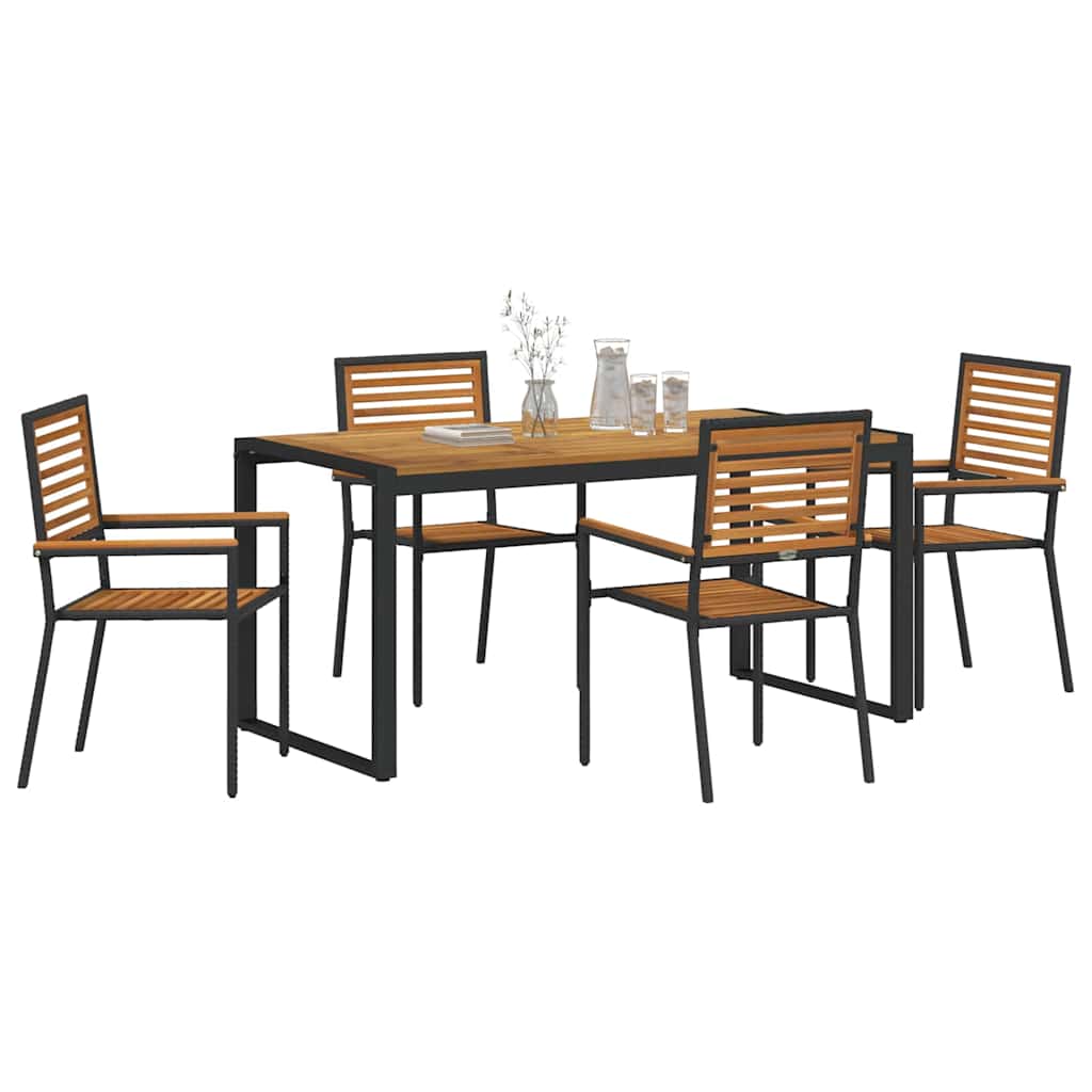 Sodo valgomojo komplektas 5 pcs Juoda ir Ruda poliratanas