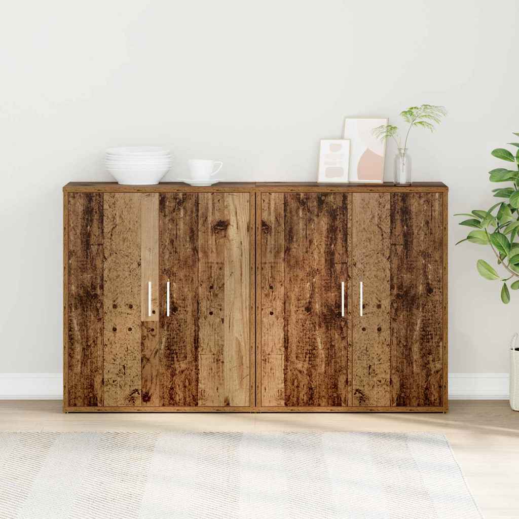 Aukštas spintelė su lentyna su saugykla su durimis 2 pcs Senas medis 60 x 31 x 70 cm