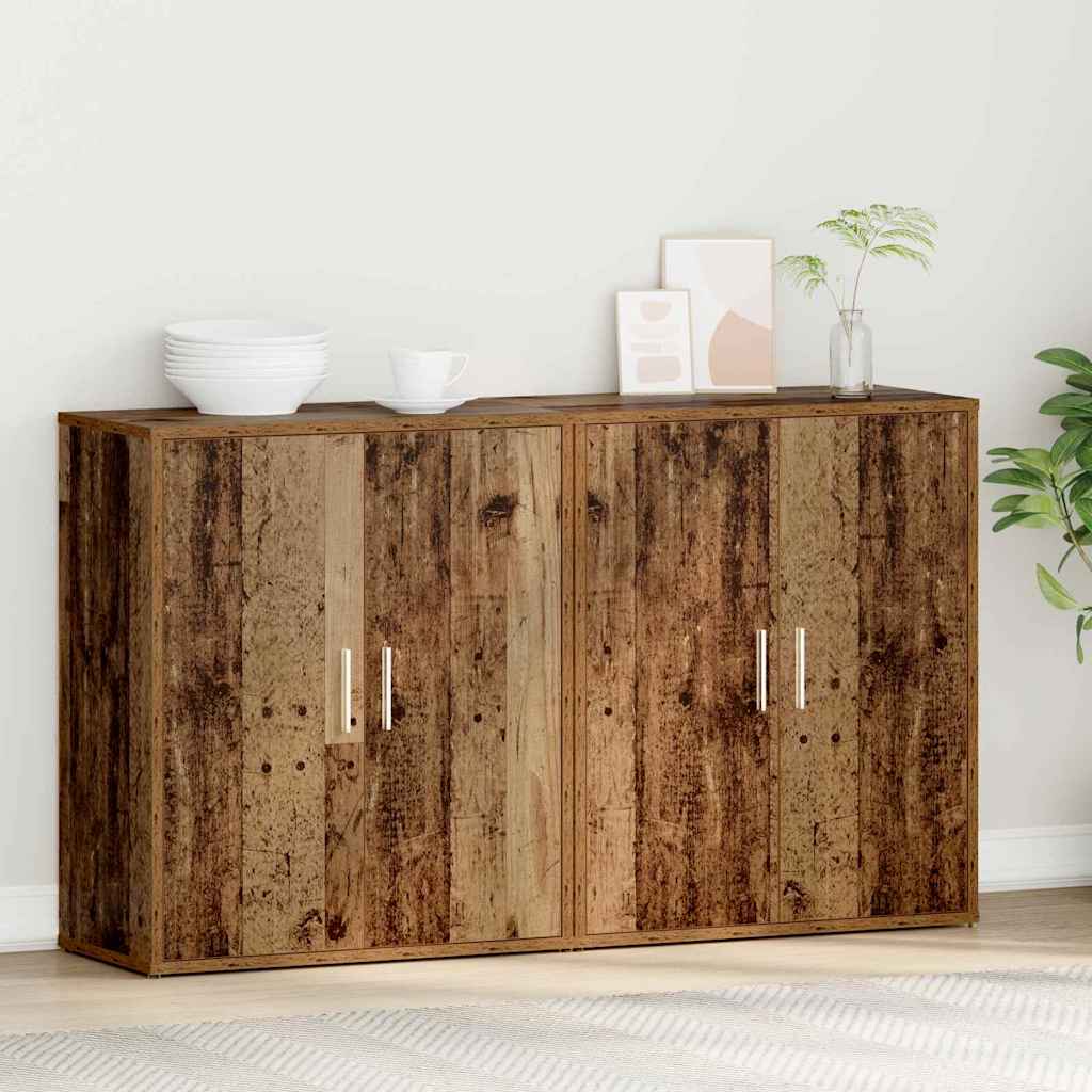 Aukštas spintelė su lentyna su saugykla su durimis 2 pcs Senas medis 60 x 31 x 70 cm