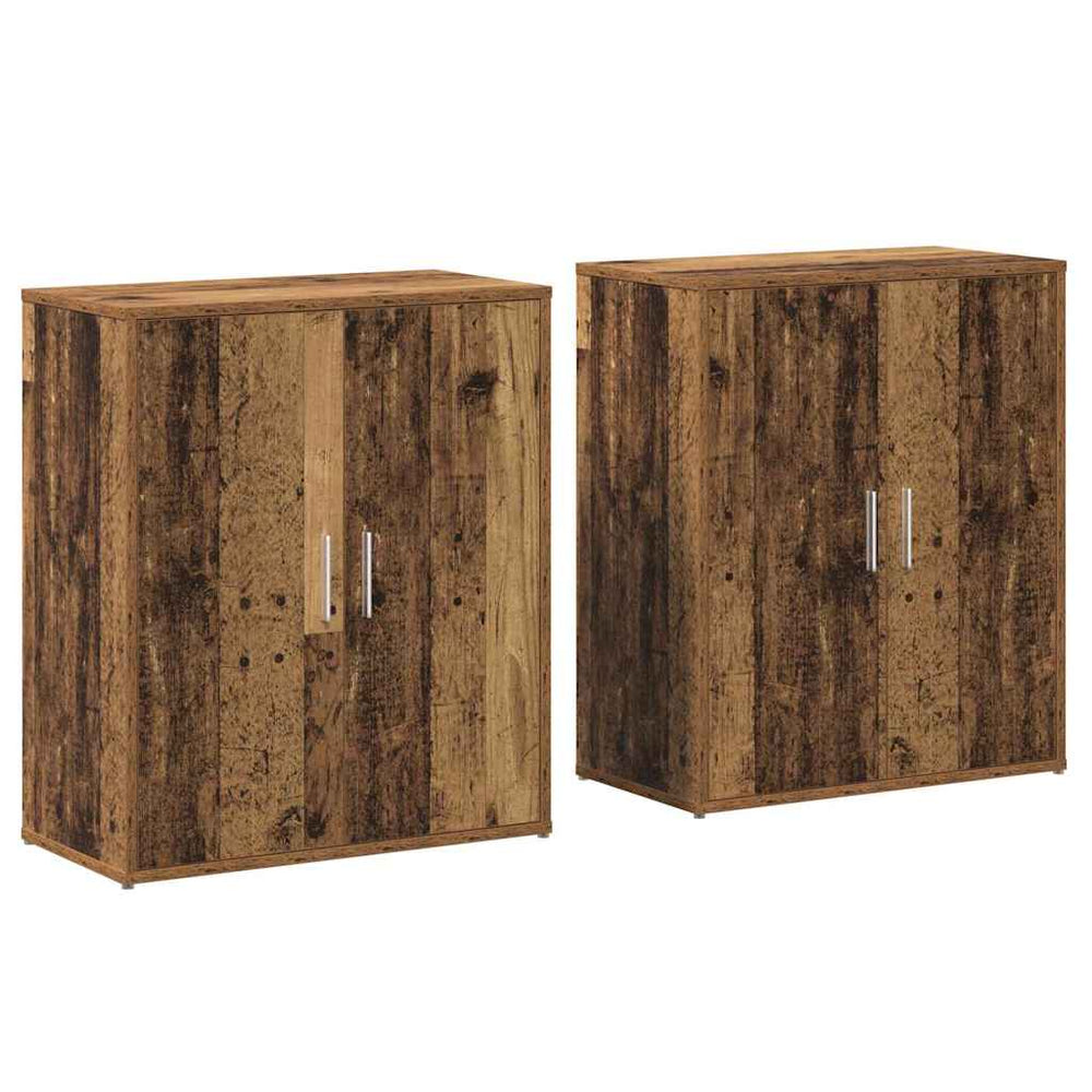 Aukštas spintelė su lentyna su saugykla su durimis 2 pcs Senas medis 60 x 31 x 70 cm