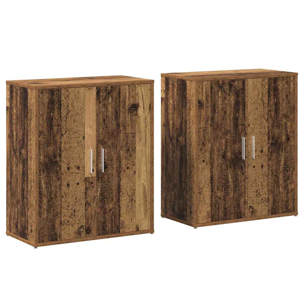 Aukštas spintelė su lentyna su saugykla su durimis 2 pcs Senas medis 60 x 31 x 70 cm